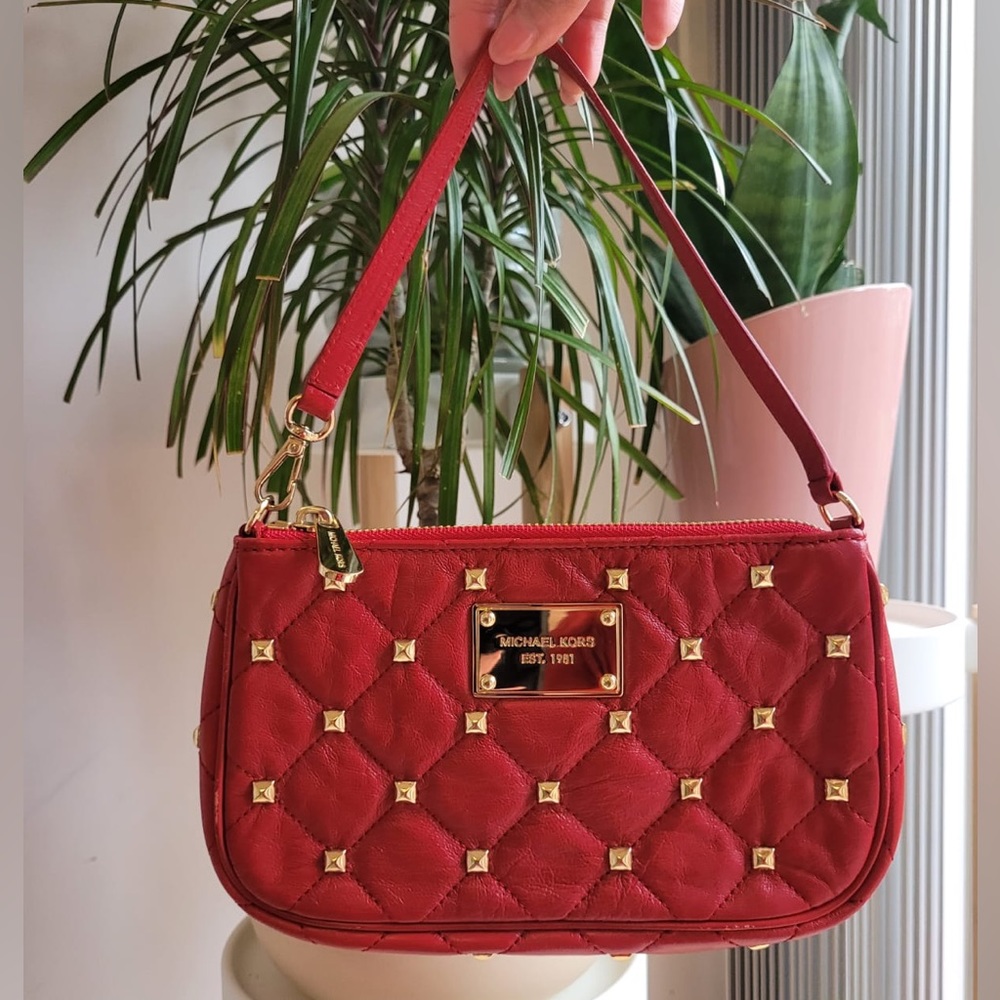 Micheal Kors leather studded mini bag/ wristlet